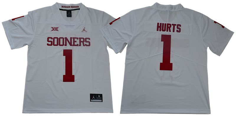 Men Oklahoma Sooners 1 Hurts Jordan White NCAA Jerseys